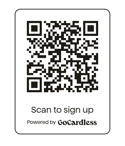 QR code: scan to open customer portal and sign up